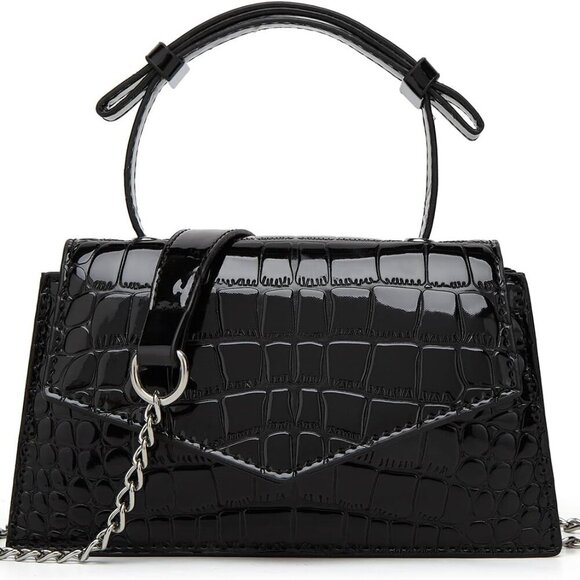 Small Silver Crossbody Satchel Y2K Evening Handbag for Women - Hobo Shoulder Tot - Picture 1 of 9